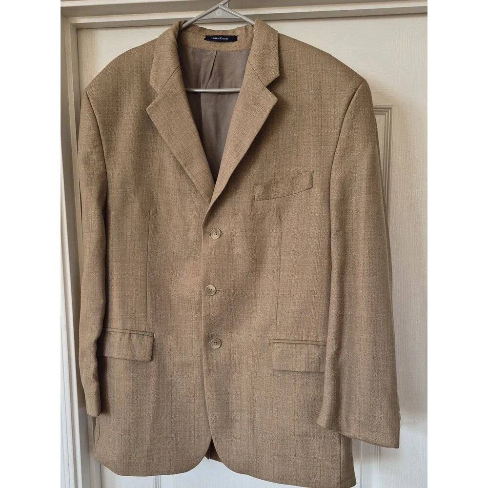 Chaps 100% Wool Three Button Smooth Blazer W/herringbone Pattern Sz 48R